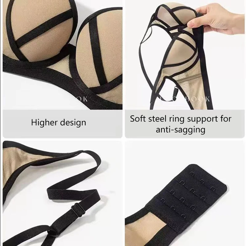 New Style Back Button Large Cup Top Up Breast Gathering Anti-sagging Underwear Summer Seamless Bra Thin Invisible Bra Lingerie