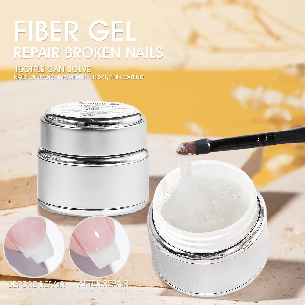 

Fiber Gel 55g Fiberglass Builder Nail Gel Polish for Reparing Broken Nails Semi Permanent Construction UV Gels Beautilux