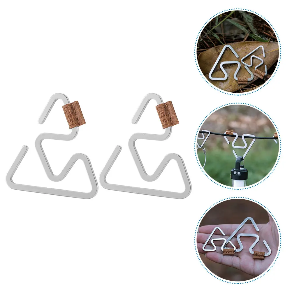 

2 Pcs Stainless Steel Hook Backpack Heavy Duty Hooks up Hiking Hanger Mountaineering Clips for Hanging Metal Travel