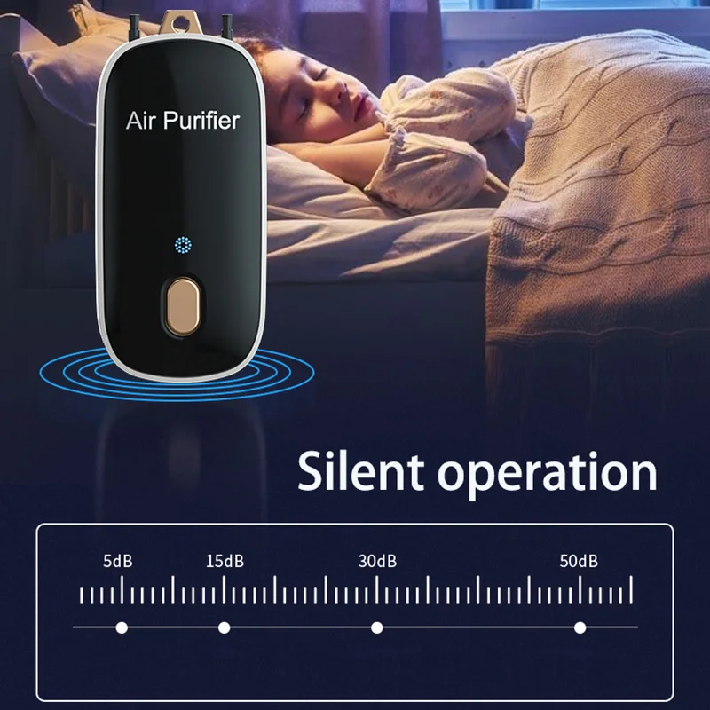 20 Million Negative Ion Purifier Personal Wearable Mini Portable 24H Working Collar Clip Hanging Neck Air Purifier White