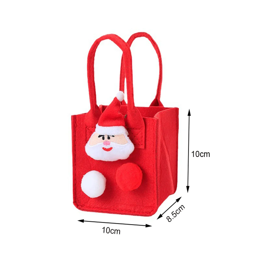 ISKYBOB Christmas Felt Gift Bags with Handle Reusable Mini Handbag New Year Gift Home Decoration Xmas Kids Candy Storage Bag