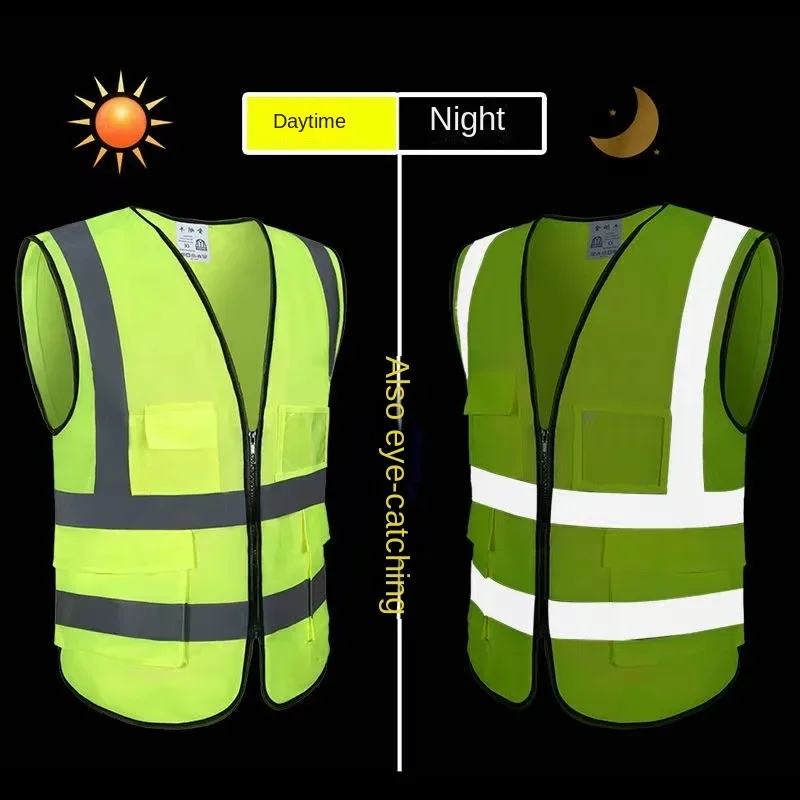 Chaleco de seguridad reflectante multibolsillo, chaleco de tráfico de Color brillante, uniforme de minería de carbón ferroviario, chaleco reflectante transpirable, nuevo