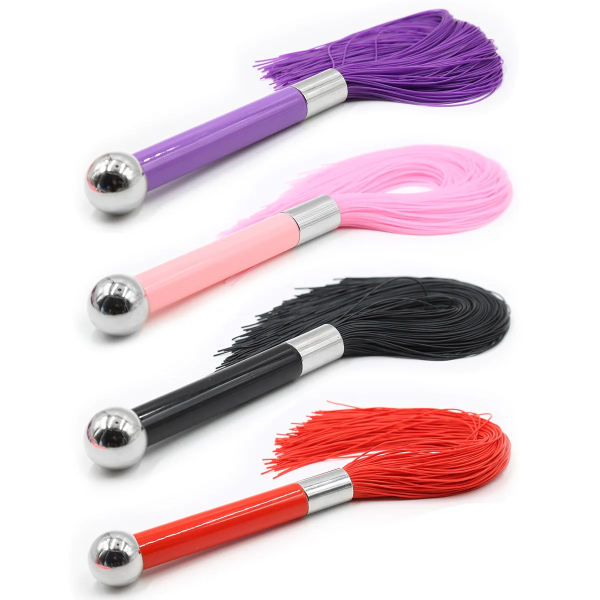 Acrylic Silicone Spanking Straight Whip Paddle  BDSM Bondage Slave Tassels Handle Play Sex Toys Flirting Couples