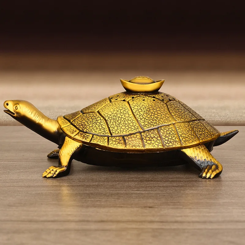 Pure Copper Birthday Turtle Decoration Turtle Incense Burner Incense Burner Ingot Turtle Open Cover Turtle Household Study Deskt