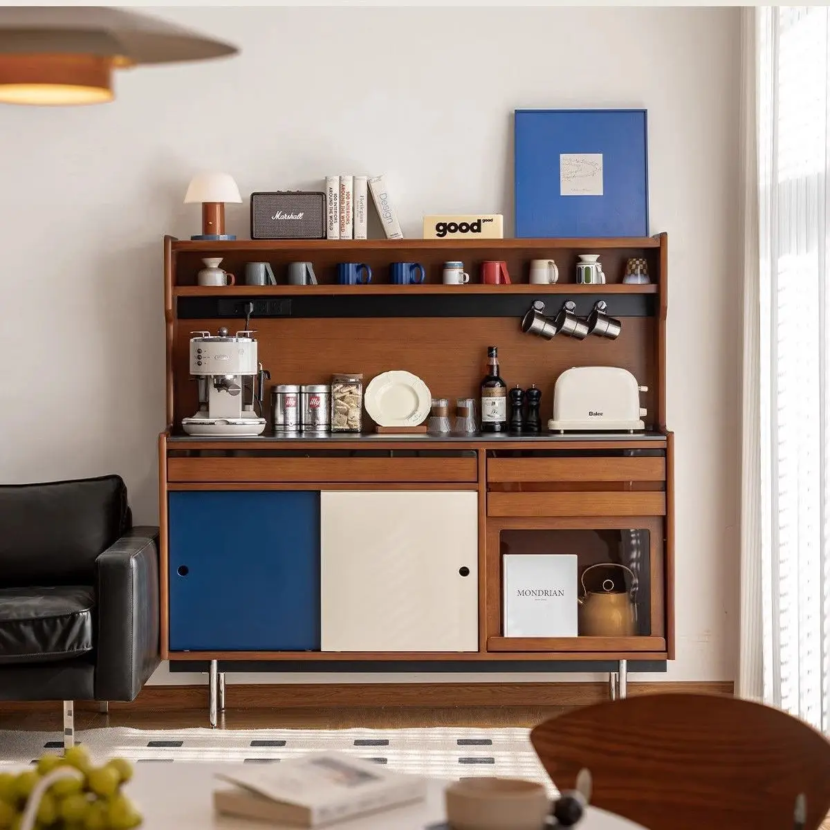 

Тумба-буфет из массива дерева для столовой, многофункциональный интегрированный чайный шкаф для гостиной и кухни