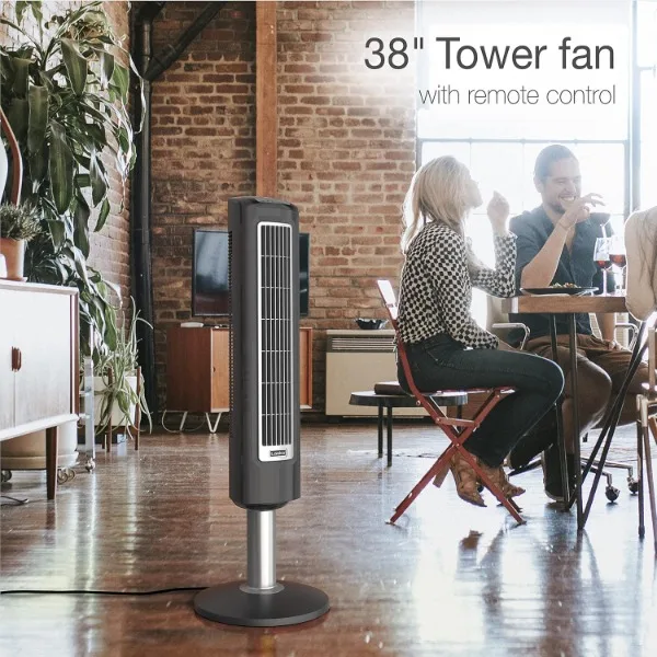 Lasko Wind Tower Oscillating Tower Fan, Remote Control, Timer, 3 Quiet Speeds, for Bedroom, Living Room and Office