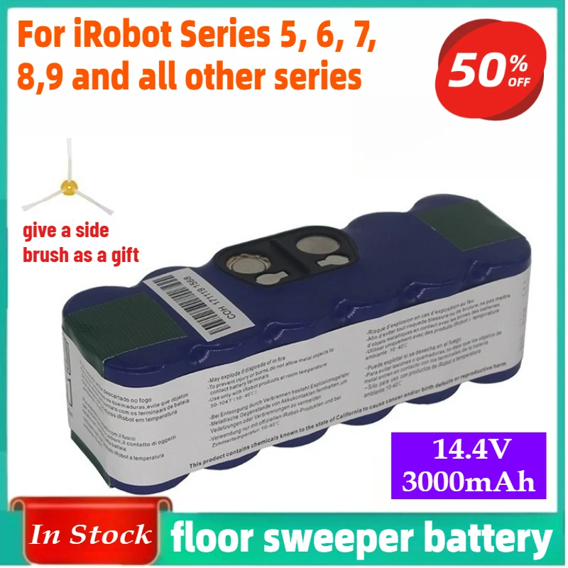 

For IRobot Roomba 529/620/650/770/780/860/ 870/880/890/980 Floor Sweeper Battery 14.4V 3000mAh
