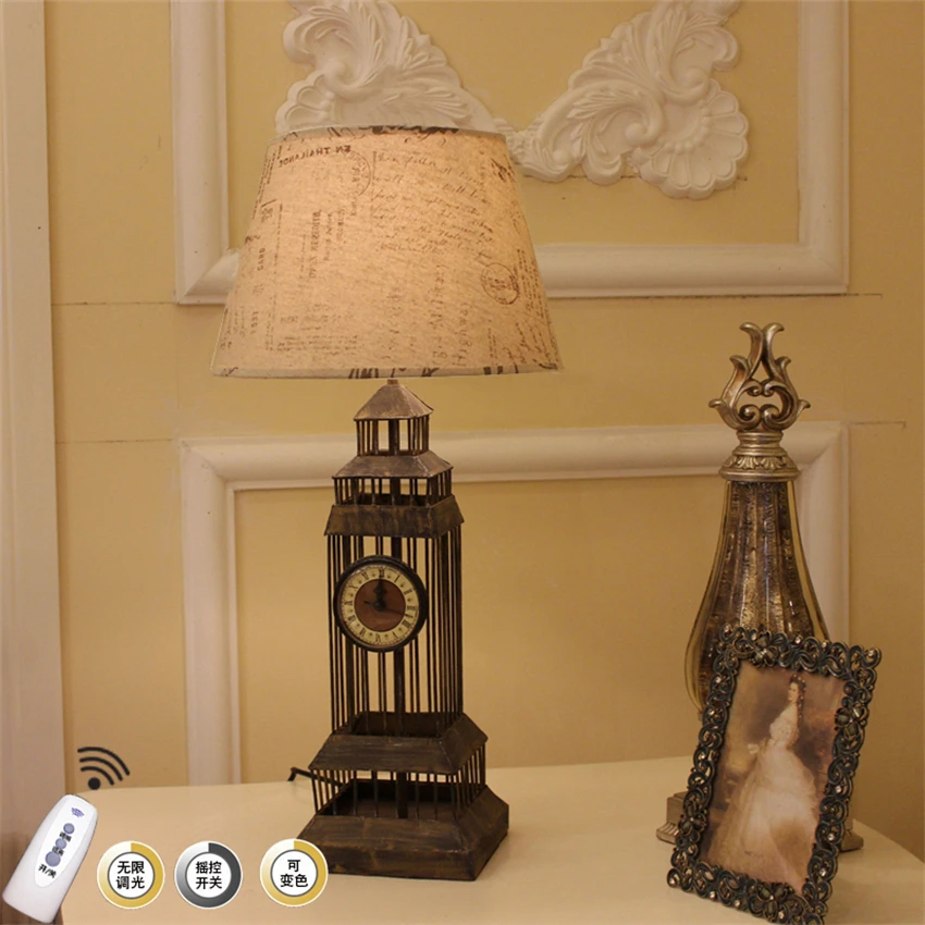 مصابيح طاولة عتيقة من الحديد الأوروبي لغرفة النوم بجانب السرير مصابيح طاولة Big Ben البريطانية لتزيين غرفة المعيشة وتركيبات مصابيح سطح المكتب #3