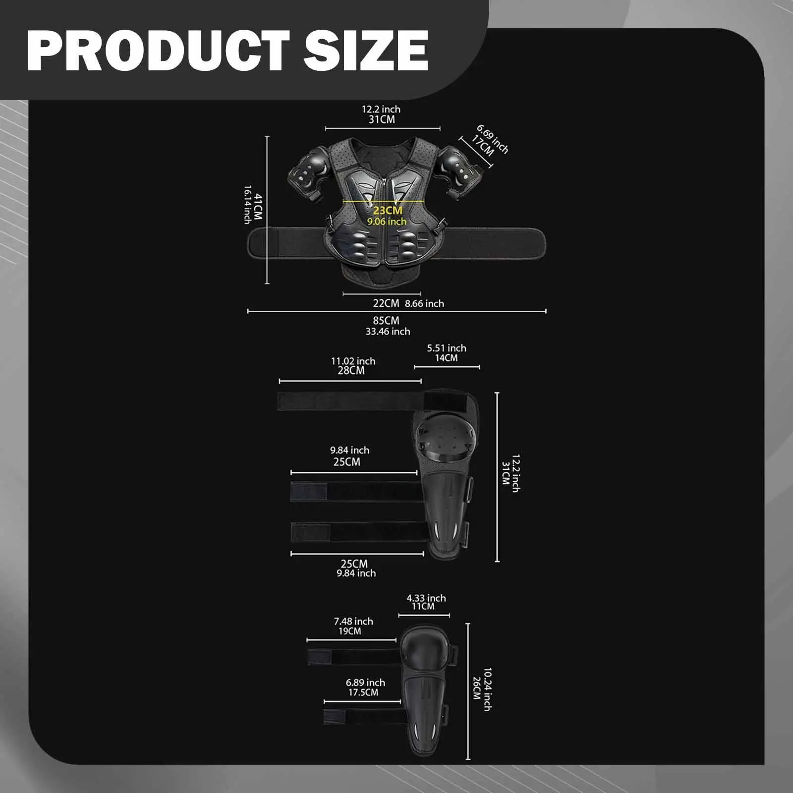 

Kids Motorcycle Armor Suit Shock Absorbing Protective Clothing with Spine Chest Back Protector for Dirt Bike Riding and Sports