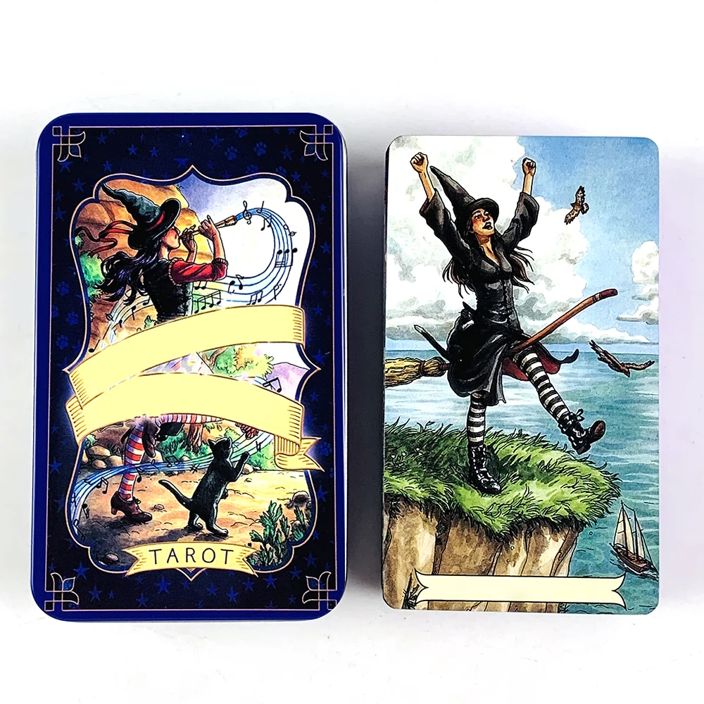 

High-Quality Tin Metal Box Tarot Card 78 Cards Gilded Edge Guidebook With Paper Guidebook,Meditation Divination Party Games