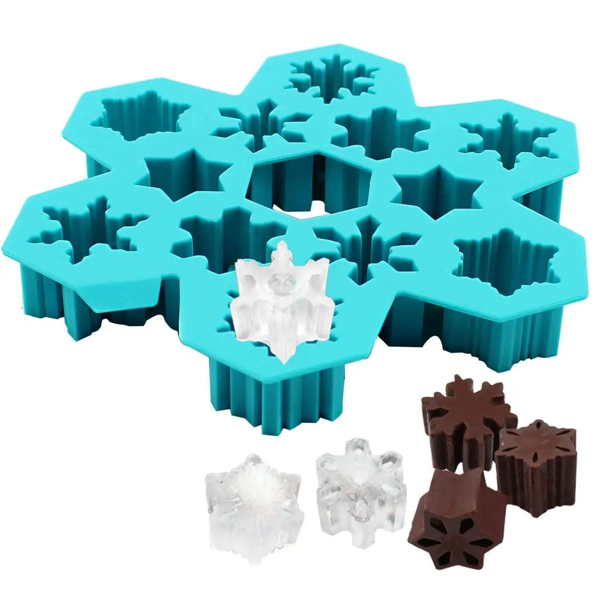 

Snowfower Ice Cube Trays Silicone Ice Mold 6 Different Snow Flake Ice Cubes For Cocktail 3D Christmas Candy Chocolate Mold K298