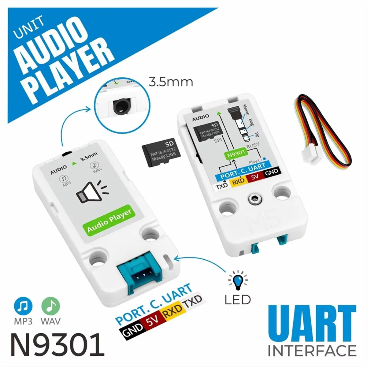 L73A NEW Audio Player Unit N9301 Audio Decoding Chip 3.5mm Stereo Jack Output Support MP3 WAV Audio Player