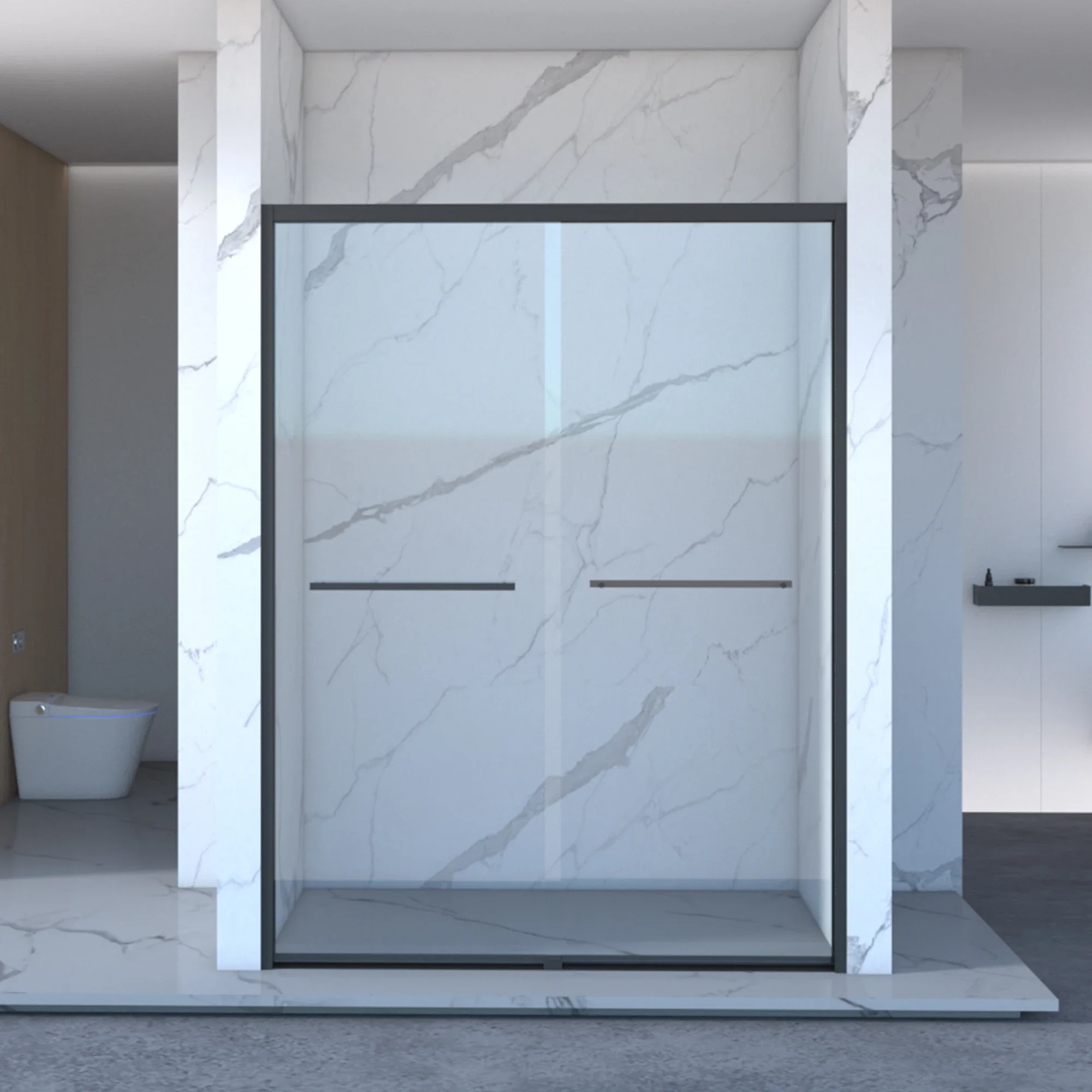 Adjustable Aluminum Frame Double Sliding Shower Door 56-60