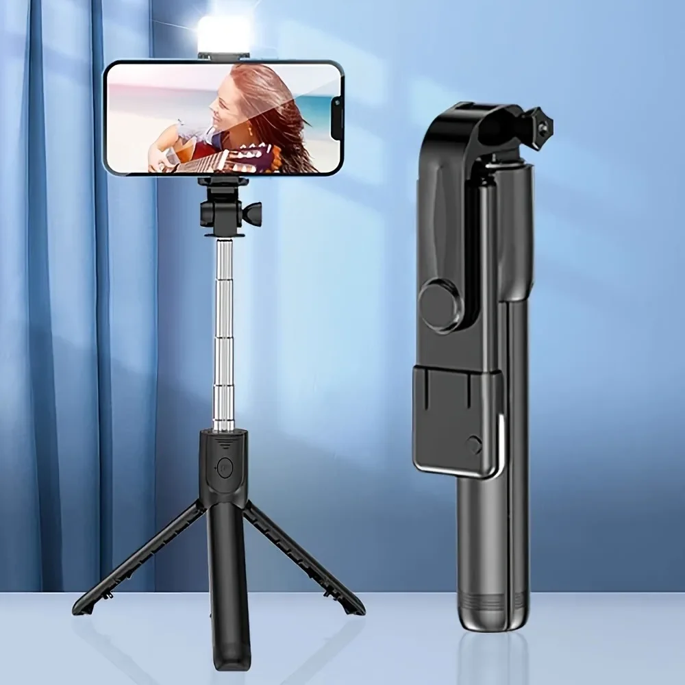 Portable Wireless Selfie Stick for Smartphone, 28 Inch Tripod with Bluetooth Remote Foldable Stand for Vlog Shooting Recording