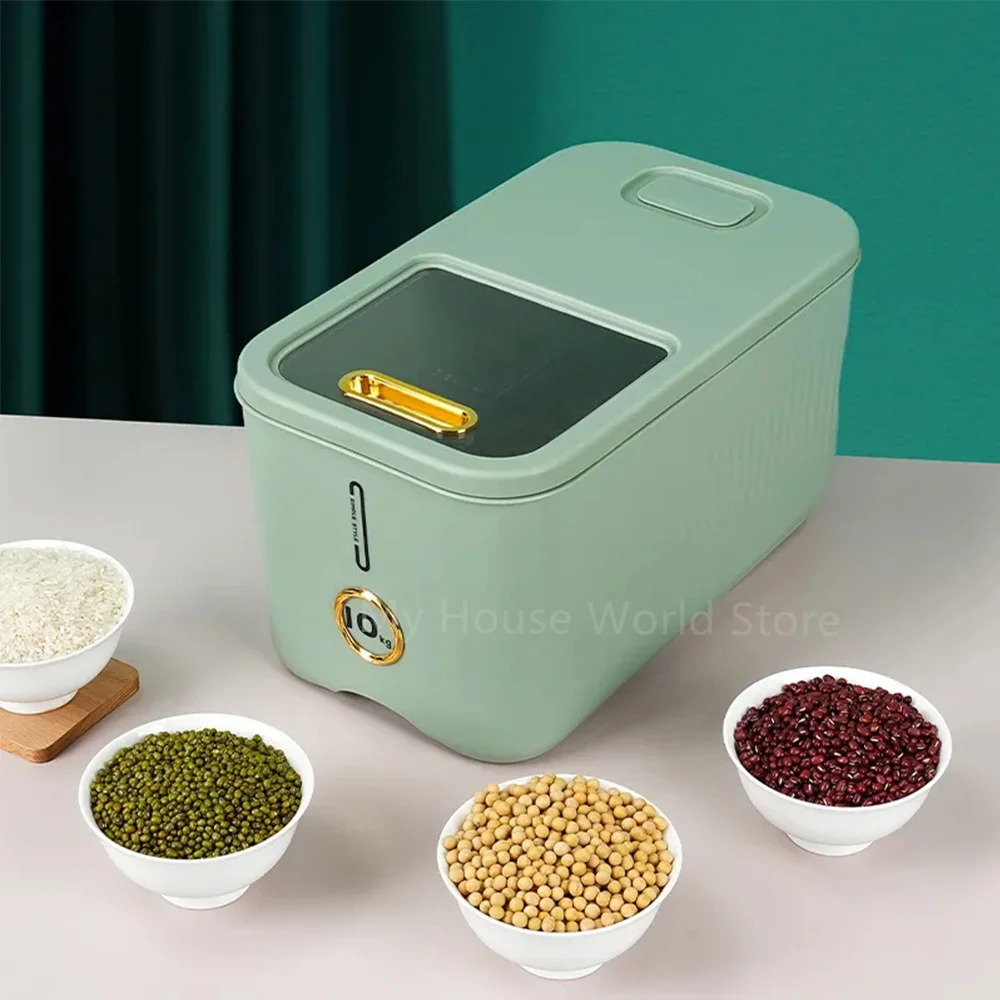 Grain Dispenser Rotation Insect Proof Moisture Proof Rice Box Sealed Jar Storage 10kg Kitchen Containe Rice Storage Box with Lid