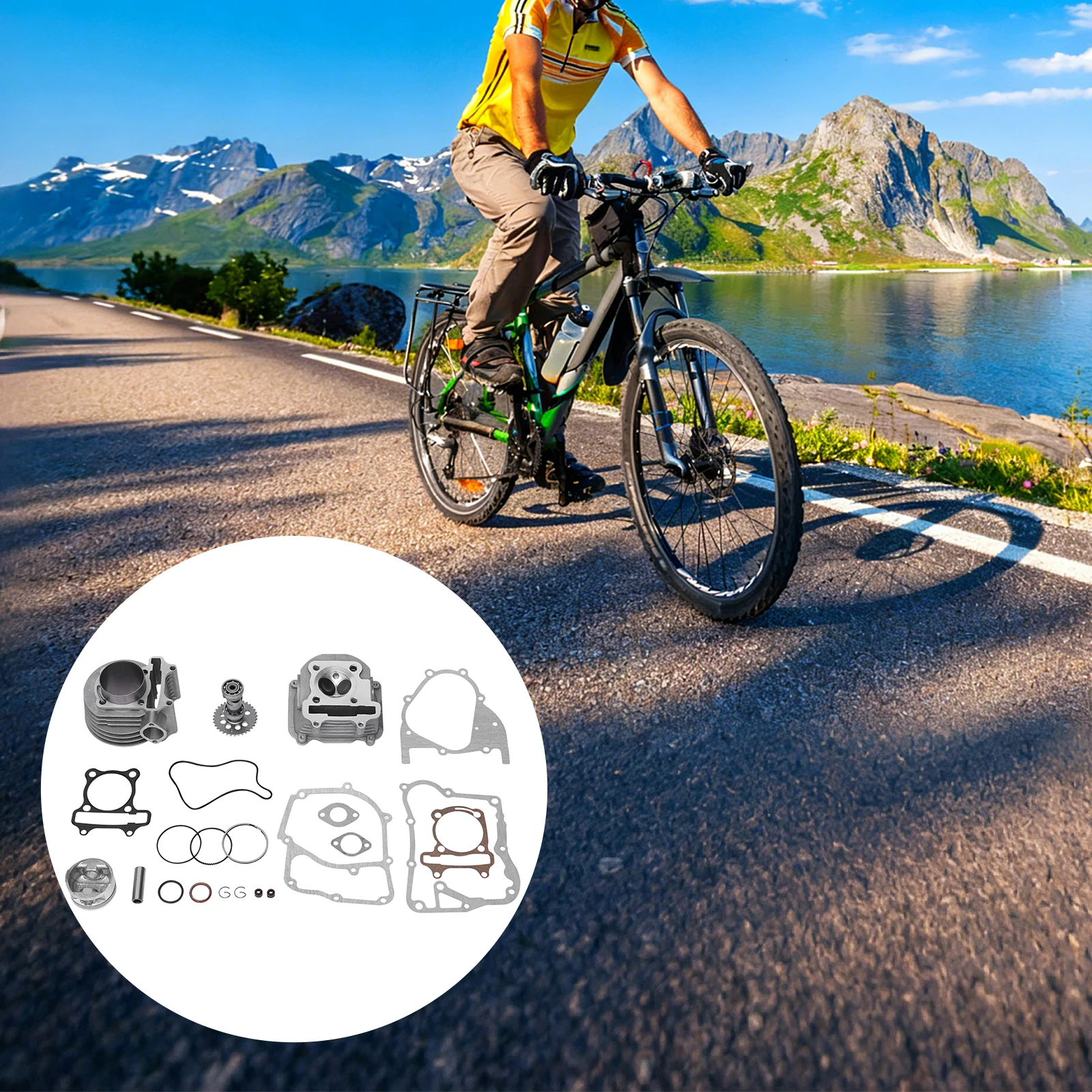 [مجموعة أسطوانات GY6 150cc مقاس 61 مم] مجموعة أسطوانات GY6 150cc مقاس 61 مم - معدن - للدراجة الرباعية ATV - متينة مطورة