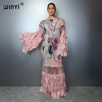 Robe plissée élastique WINYI, style kaftan abaya, pour femmes musulmanes, tenue de plage, robe de soirée de luxe pour Dubaï 6