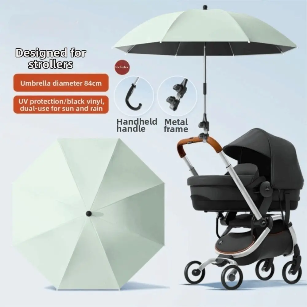 Adjustable UV Protection Umbrella with Clamp 360 Degree Pram Cover Umbrella Universal Rainproof Baby Stroller Umbrella