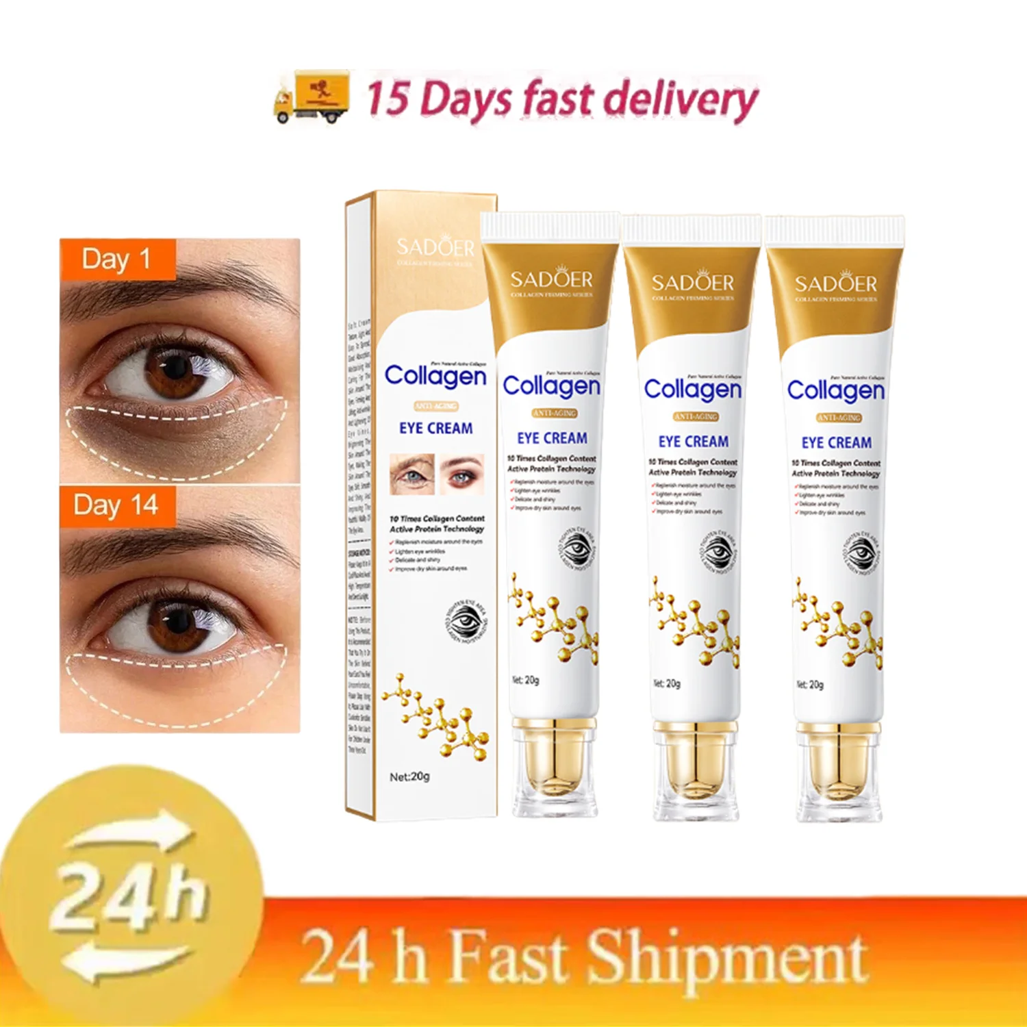 

SADOER Collagen Eye Cream Anti Dark Circles Eye Bags Remover Firming Moisturizing skincare Eyes Cream Eyes Skin Care Product