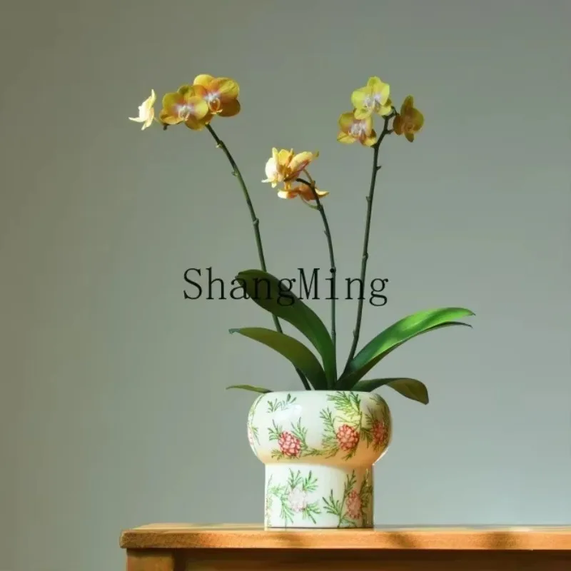 

CL ceramic flower ware retro ice crack Phalaenopsis flower pot living room room decoration