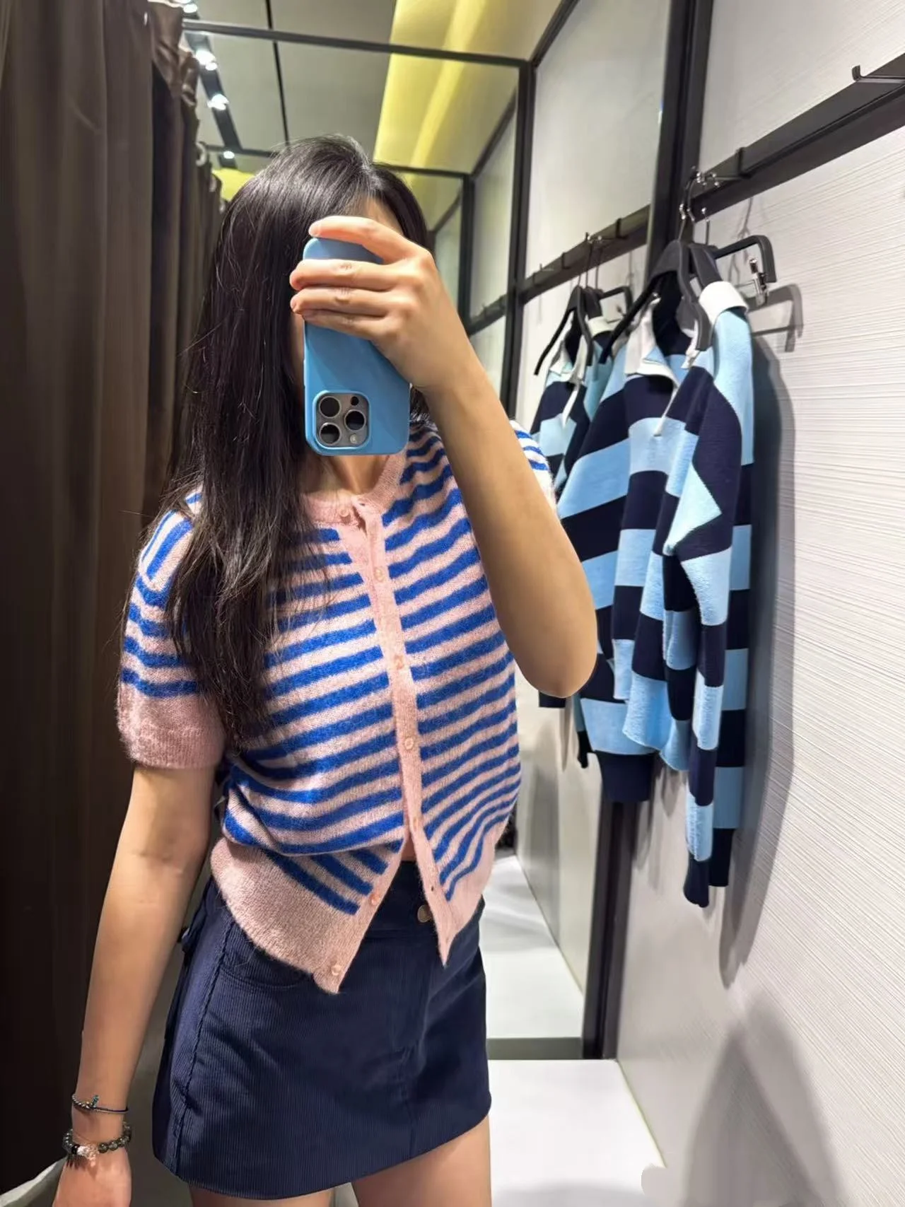 

Весна 2026: Женский укороченный кардиган Sweet Fit с круглым вырезом, в полоску, вязаный, из полиэстера