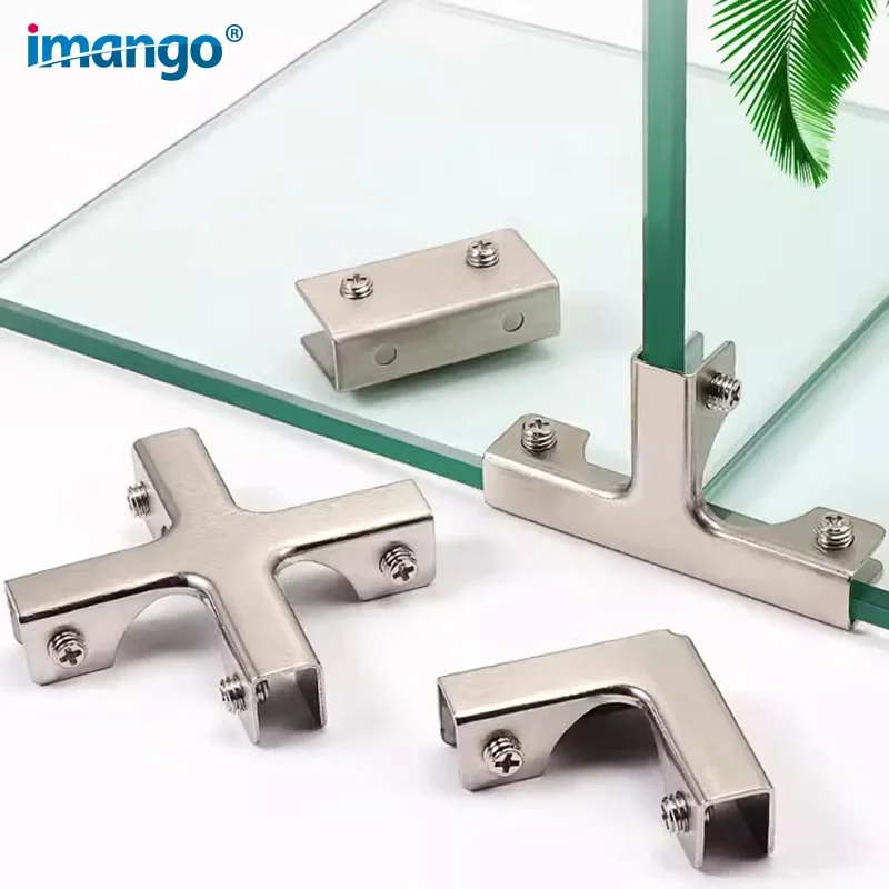 1 Piece Glass Fixing Clip for Showcase T-shaped Glass Fixing Bracket for Glass Display Cabinet Fish Tank Fitting 4-12mm