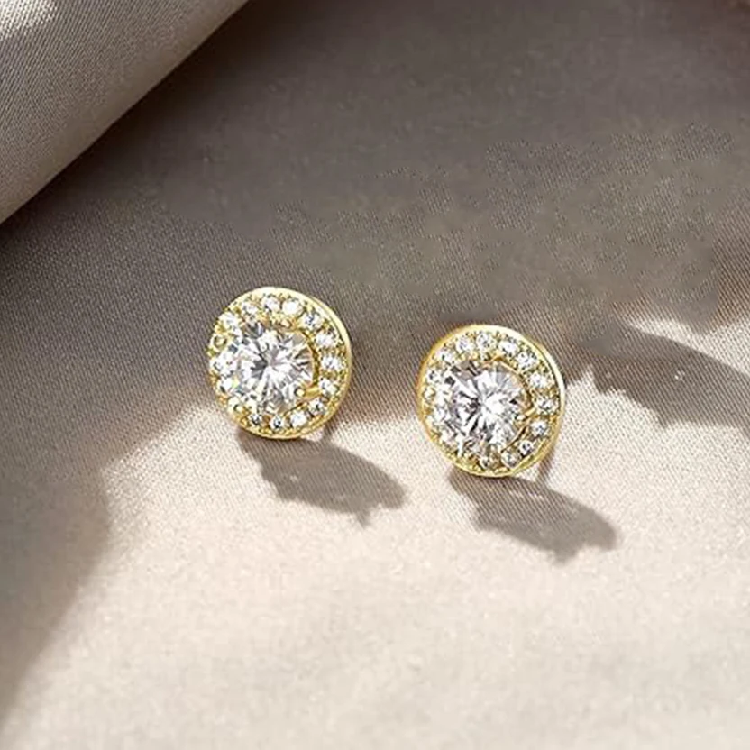 1 Paar silberne Zirkonia Ohr stecker runde quadratische Diamant Ohr stecker für Frauen Männer