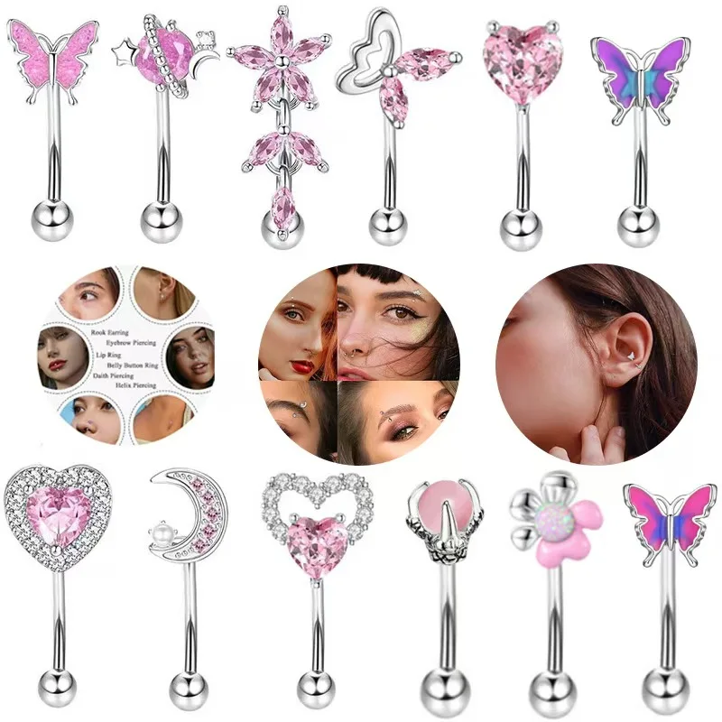 1pc Stainless Steel Rook Piercing Jewelry Lip Ring Cartilage Daith Surface Tragus Piercing Jewelry Eyebrow Rings
