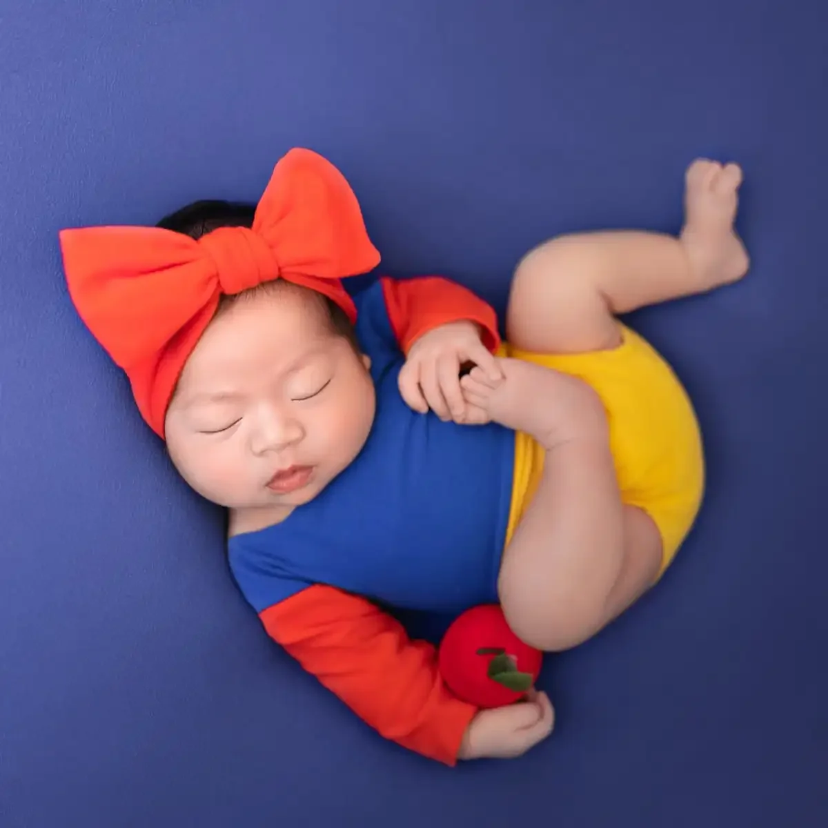 2PCS Newborn Bowknot Princess Romper With Bow Headband Newborn Girl Photoshoot Outfits 1Month 100 Days Baby Gifts Shooting Props