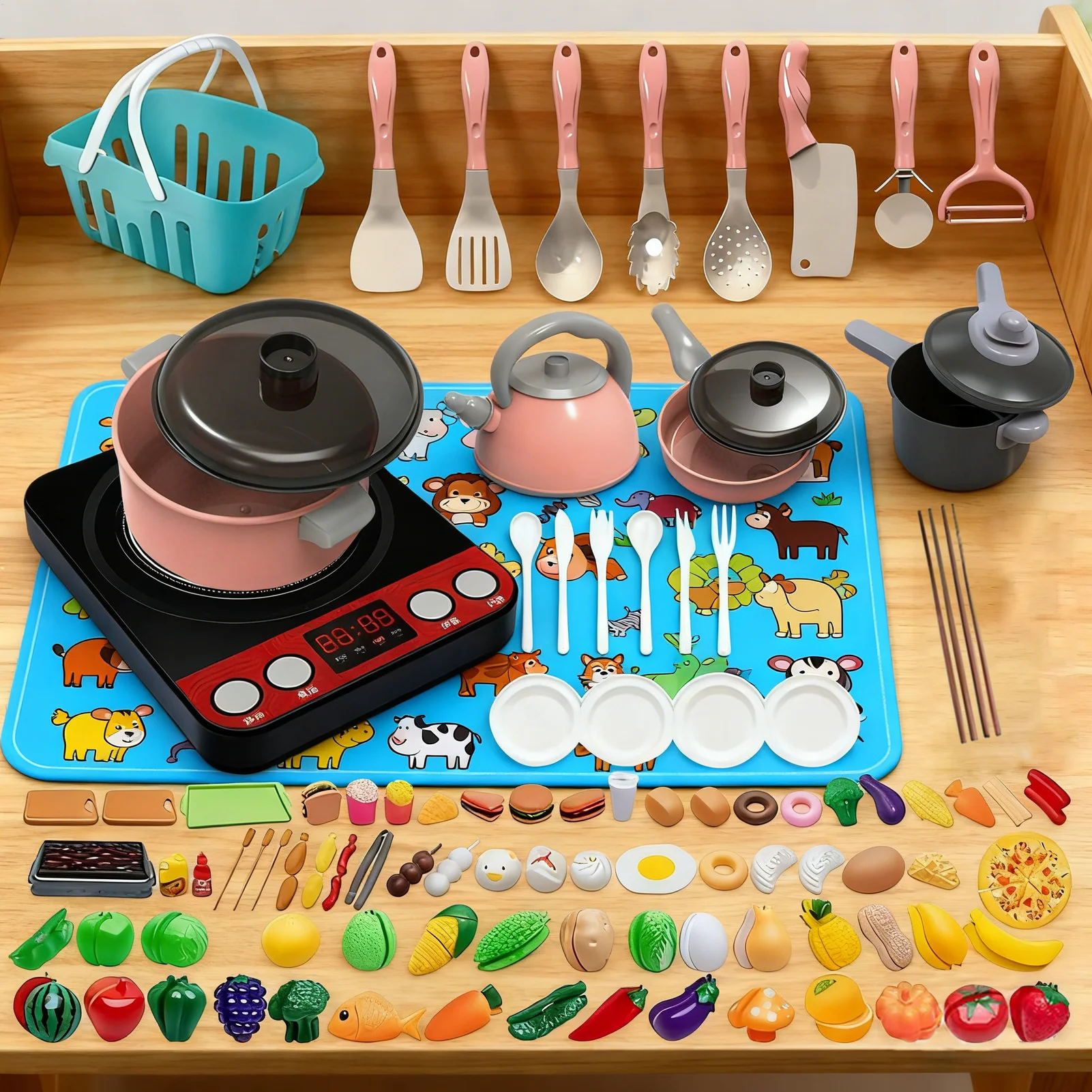 Fingir jogar cozinha 110 peças brinquedos culinários para crianças louça fingir brinquedos para casa sala de aula role play festa viagem