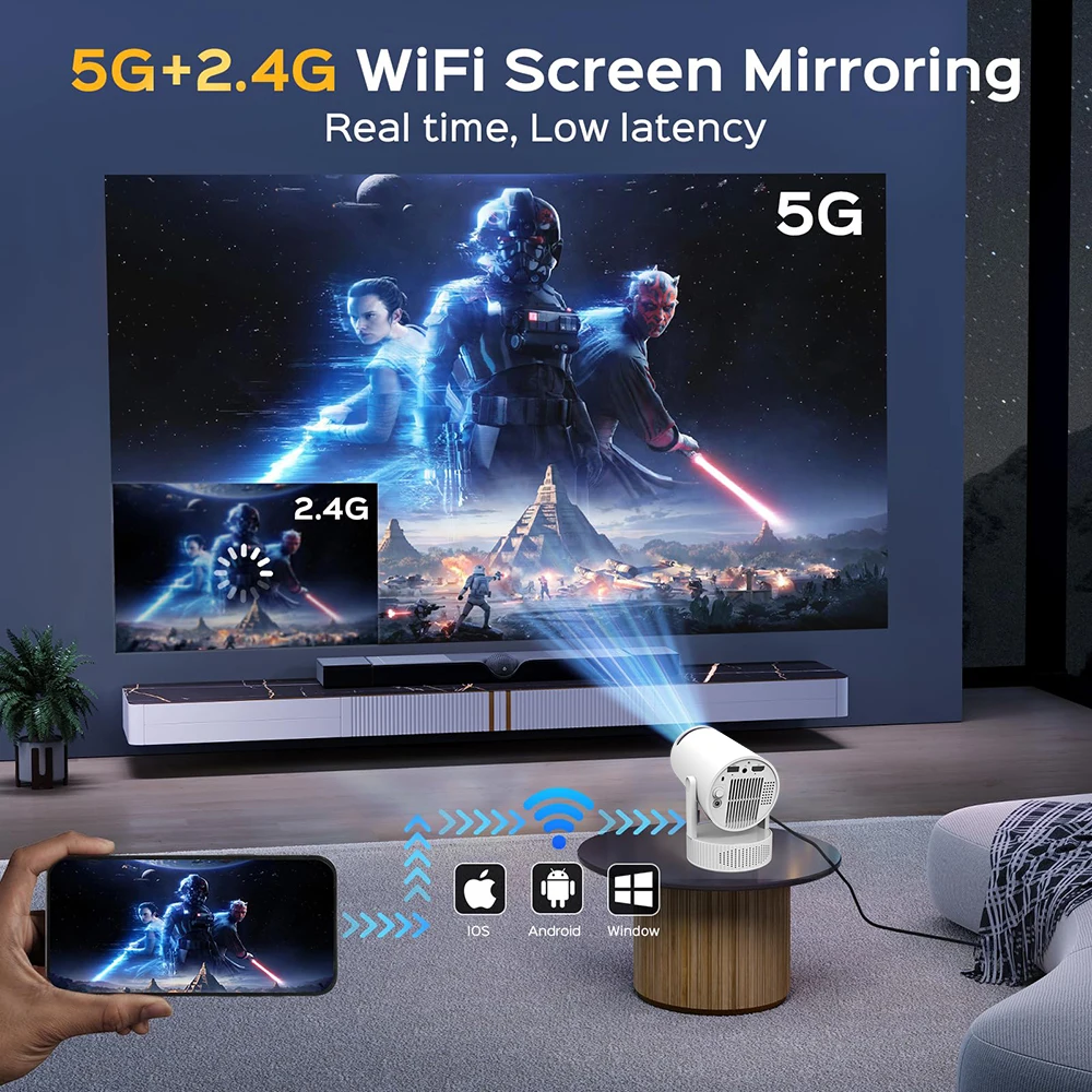 جهاز عرض ذكي محمول ثنائي النطاق WiFi 6 يعمل بنظام Android 11 Bluetooth 5.3 استمتع بالصوت والبصري عالي الدقة في أي وقت وفي أي مكان في المنزل وفي الهواء الطلق #6