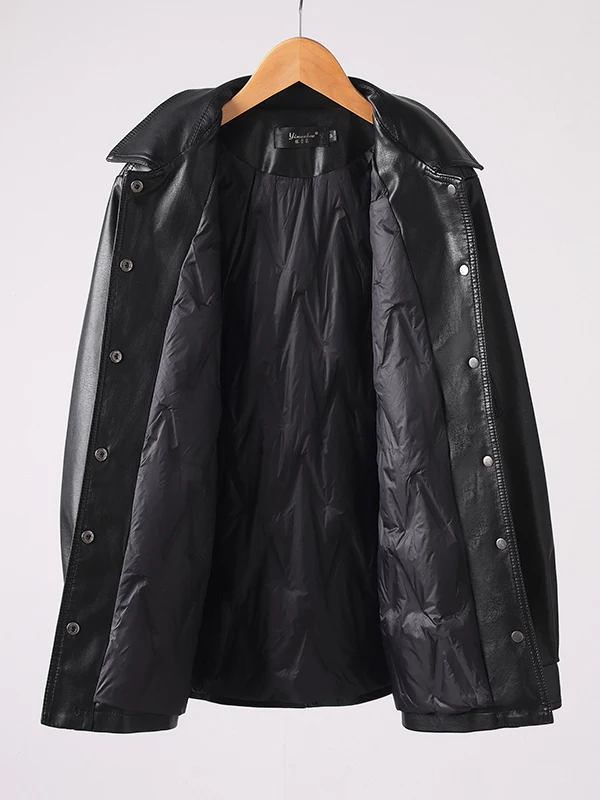   Giacca in Vera Pelle Ning con Imbottitura in Piuma, Cappotto Lungo da Donna Bianco Slim Fit, Capospalla Invernale