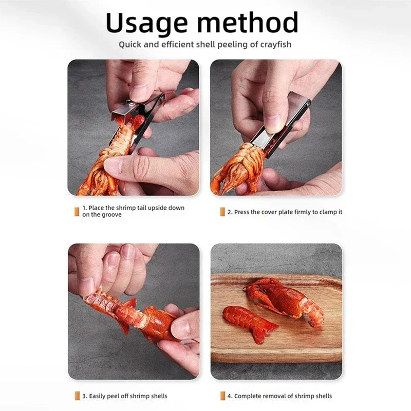 الإبداعية الأزياء الفولاذ المقاوم للصدأ جراد البحر المقشر المحمولة توفير العمالة جراد البحر مقشرة أداة سهلة تقشير الروبيان الذيل مقشرة البيت #4