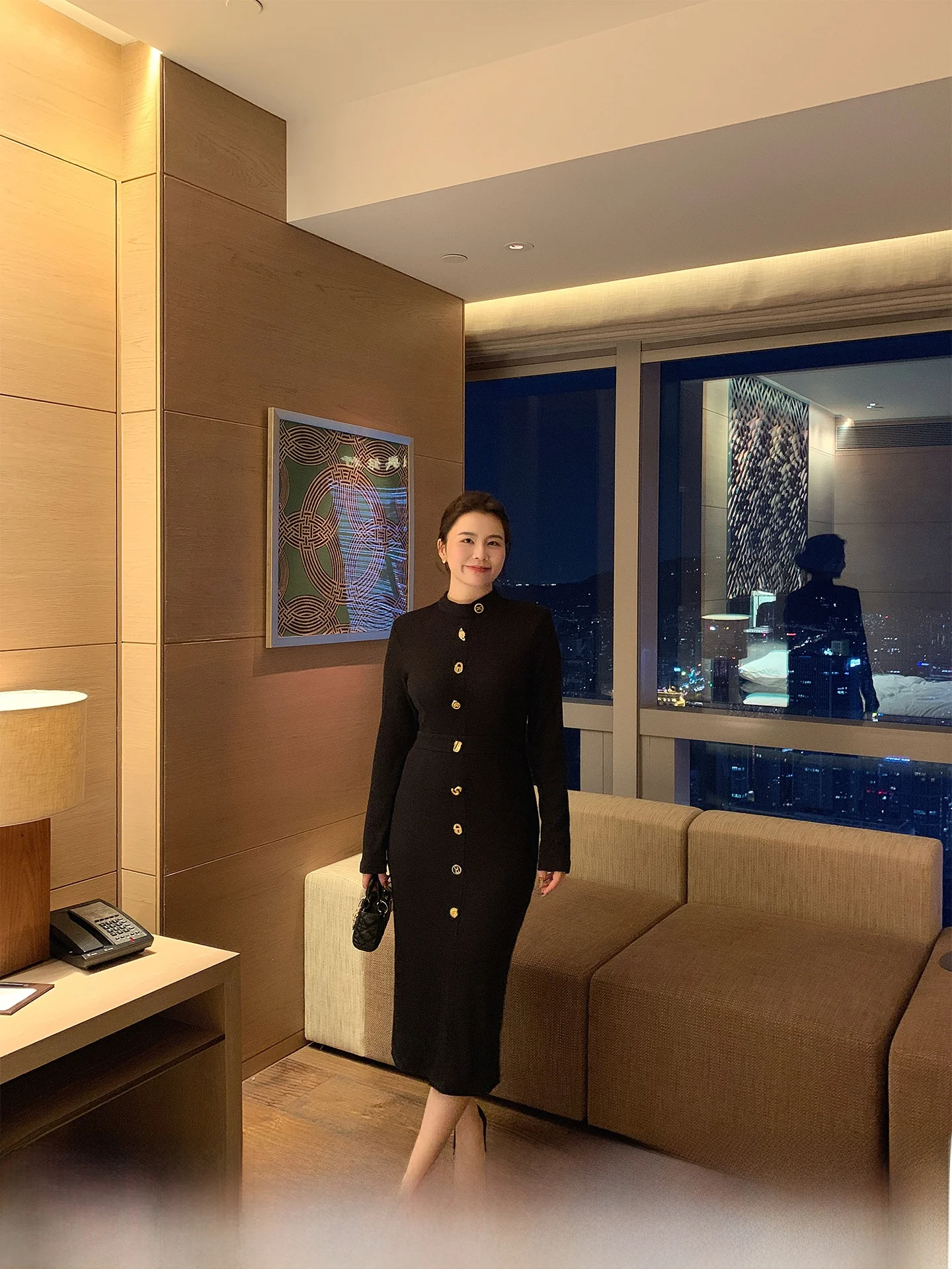 

Bla Sequin Slimming Knee-Length Dr ML Jie Winter New Sle Commute Ele Long Dr plus Size Women's Faion Dr