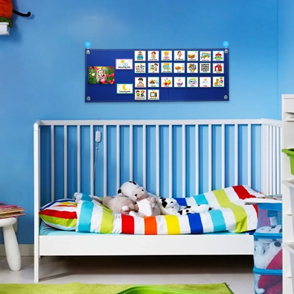 Whole Stick viltbord Visuele schematanalender voor kinderen met 70-kaarten Zelfdisciplineplanner Gevouwen als displaybord Leermiddelen