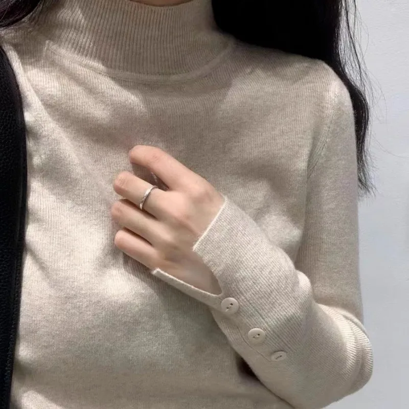 

Корейский стиль, мягкий удобный внутренний слой, простой свитер с полуводолазкой для поездок на работу, новая зимняя рубашка-свитер для женщин