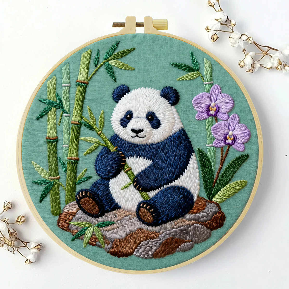 1 Stück 20X20CM/15X15CM 7,87/6,3 Zoll Panda-Stickerei-Starter-Kit DIY-Kit DIY-Stickerei-Set Handarbeiten Heimdekoration Malerei – Detail 3