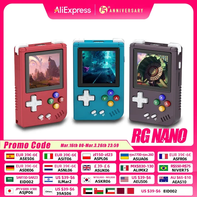 

ANBERNIC RG NANO Pocket Mini Handheld Game Player Metal Shell 1.54" IPS Screen Game Console Linux 1050mAh Battery Hi-fi Speaker