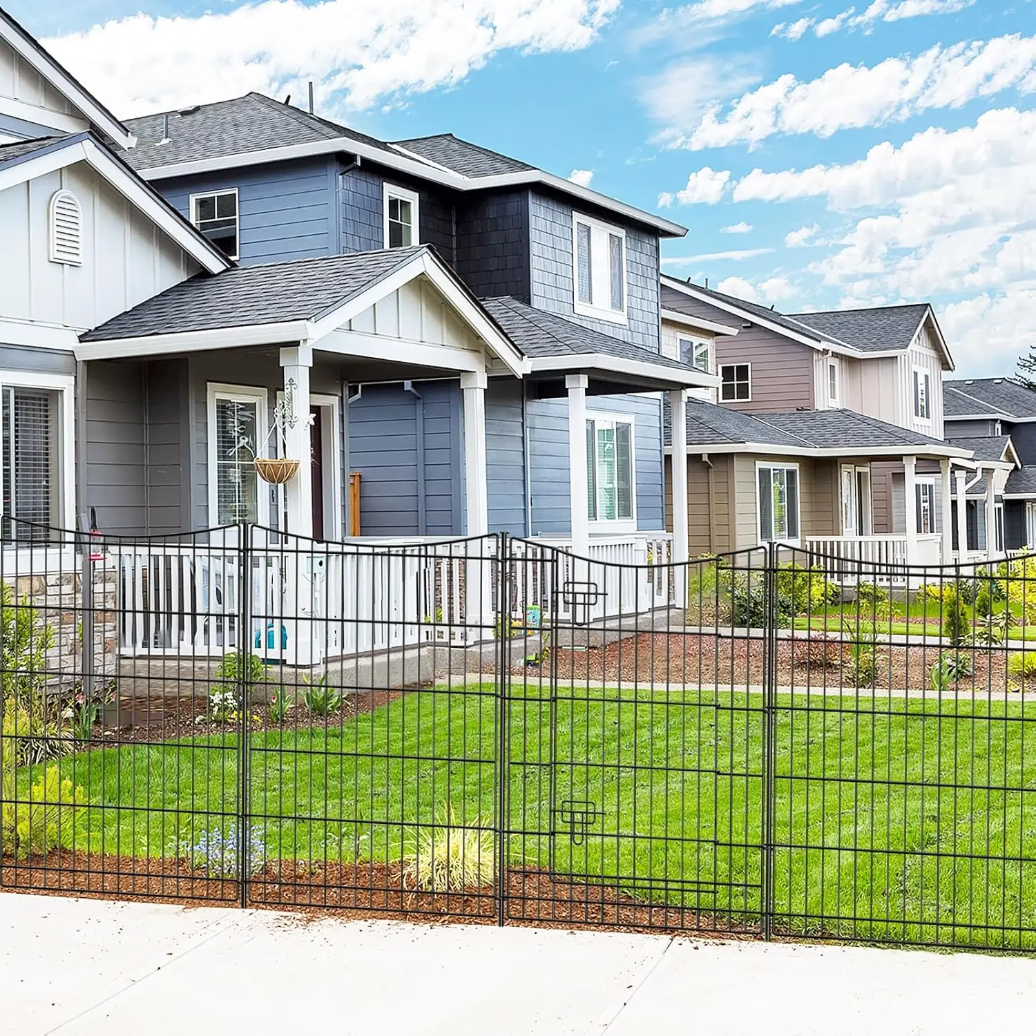 Valla Decorativa para Jardín de 6 Paneles, 13 pies x 36 pulgadas, de Metal con Puerta, Barrera Antirust para Animales, para Patio, Césped y Jardín