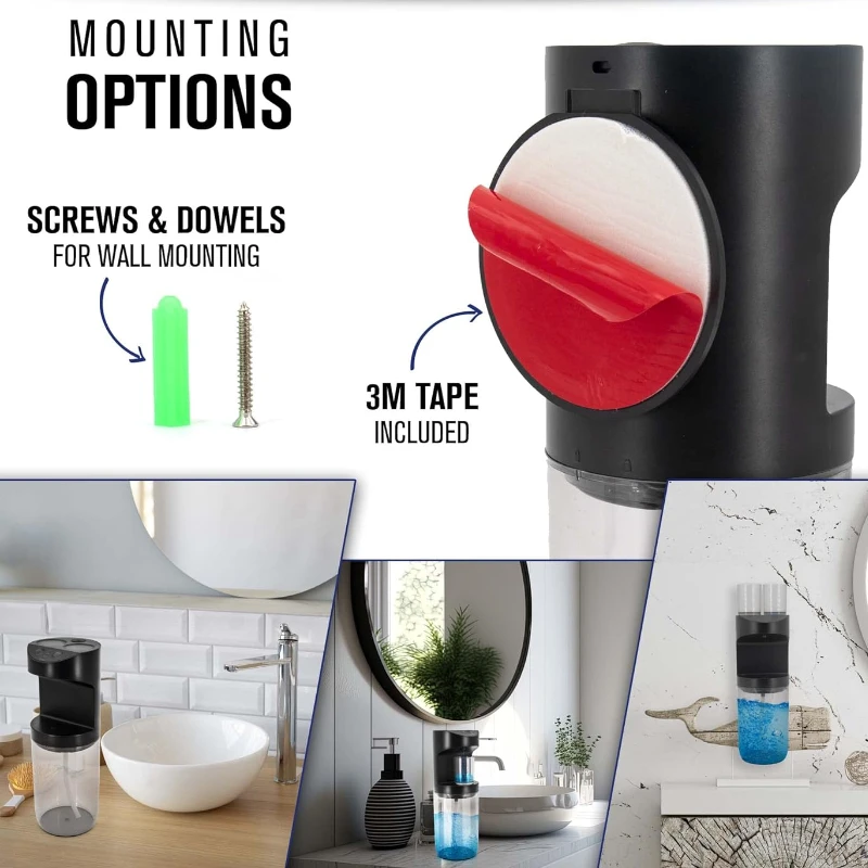 550ML Automatic Mouthwash Soap Dispenser Mounted Mouth Wash Dispensers 3 Levels with Magnetic Cups Storage Bathroom Accessories