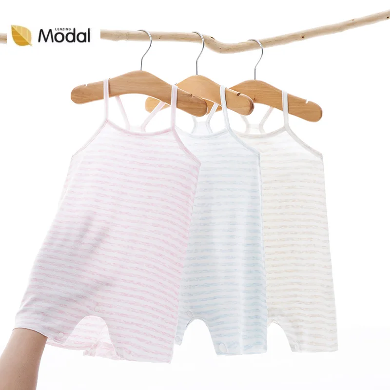 Baby Summer Ice Cool Modal Romper Boy Girl Sleeveless Jumpsuit Kid Thin Outfit Toddler Tank Top Spaghetti Strap Bodysuit Onesies