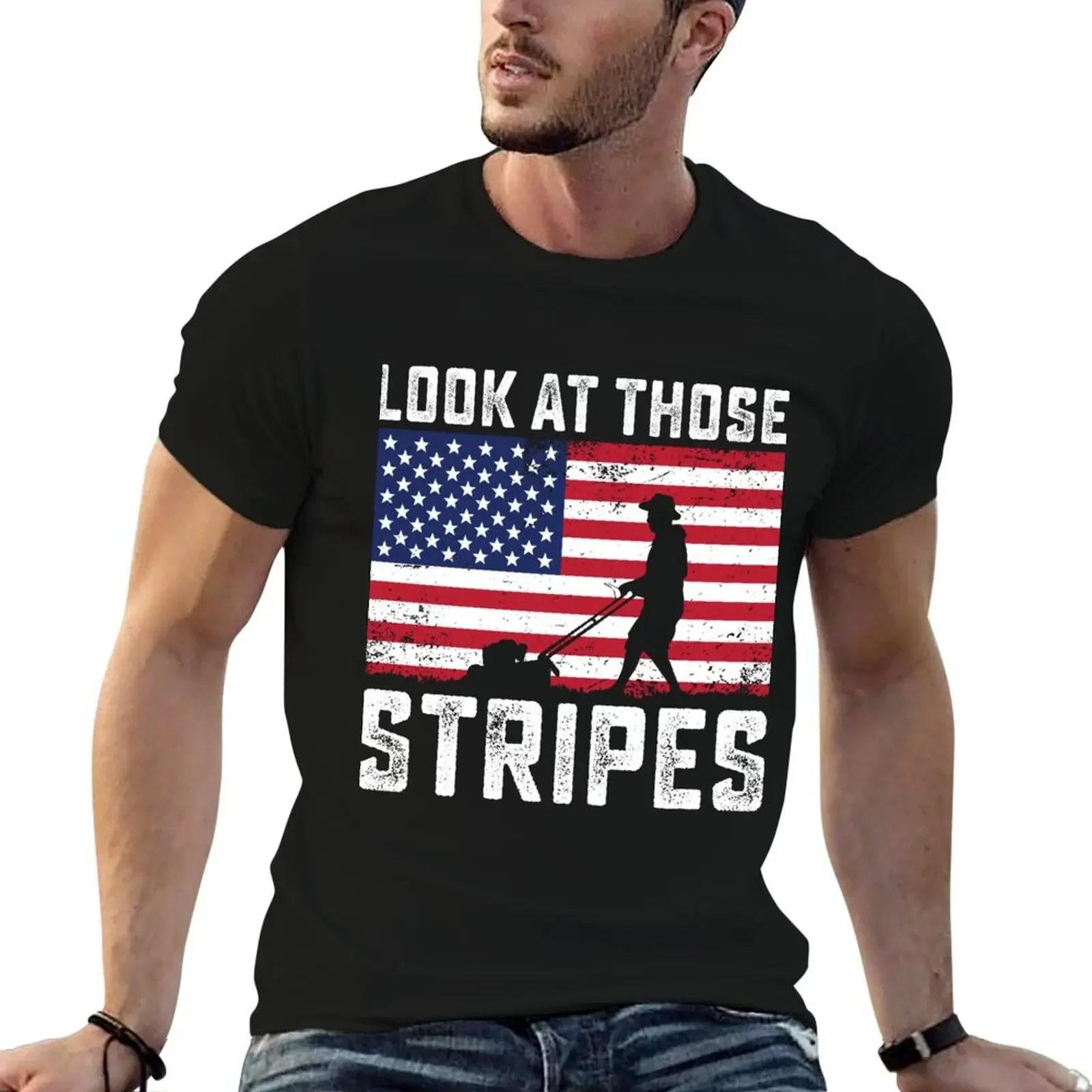 Grass Lawn Mower Dad Yard Work Gardening look at those stripes T-Shirt anime stuff black t shirts for men