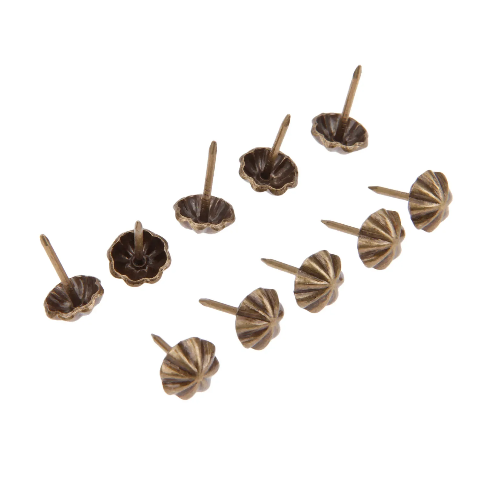 100Pcs 11*17mm Antique Bronze Upholstery Nails Iron Furniture Sofa Jewelry Gift Wooden Box Drum Decorative Upholstery Tacks Stud