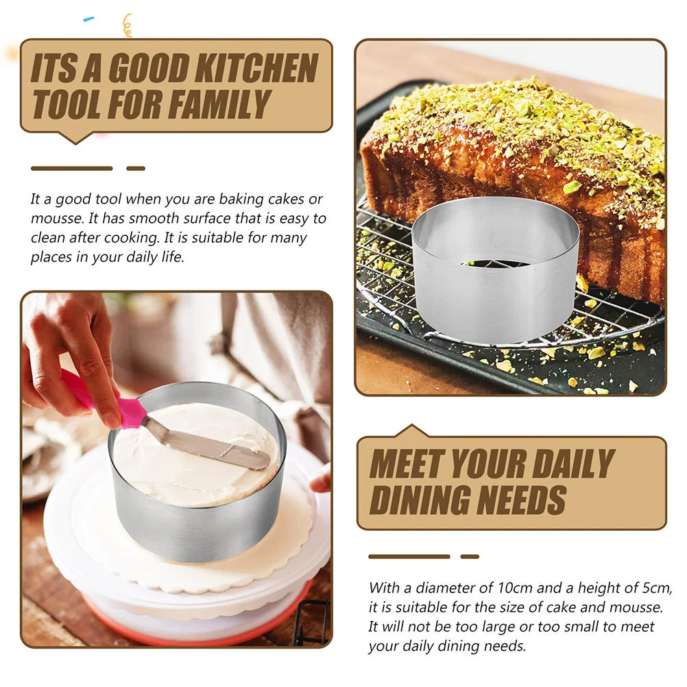 

4Pcs Round Stainless Steel Baking Mousse Cake Ring Pastry Decorating Tool Set