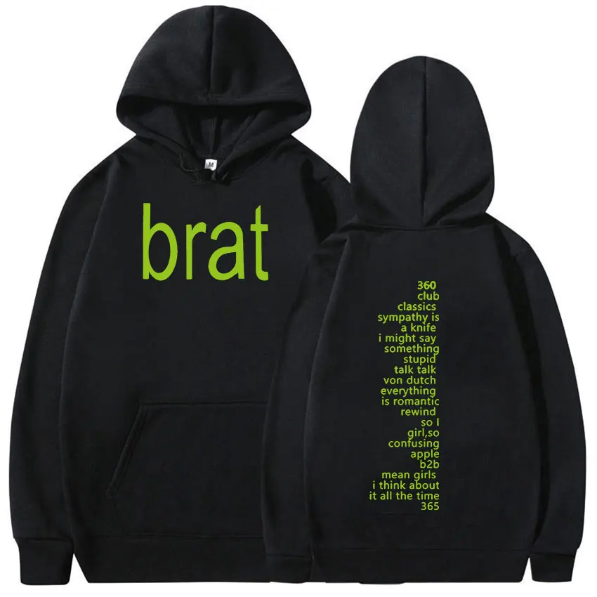 Charli XCX Brat 2024 Tour Album Print Hoodie Men Hip Hop Retro Pullover Sweatshirt Unisex Casual Oversized Hooded Y2k Streetwear