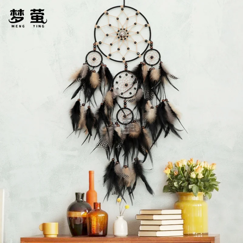 

Popular Wall Decor Dreamcatcher Feather Wind Chime, Handmade Room Hanging Ornament, Boho Style Gift