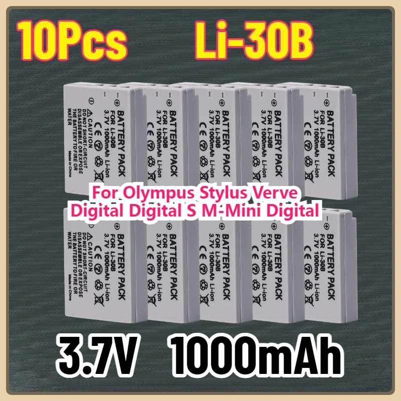 

10Pcs Li-30B 1000mAh Li-ion Battery for Olympus Stylus Verve Digital Digital S Μ-Mini Digital