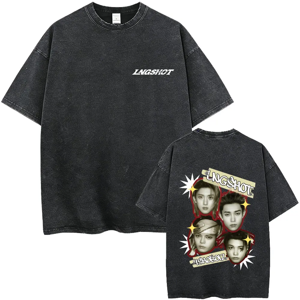 Washed Vintage Lngshot 4SHOBOIZ MIXTAPE 2026 Merch T Shirt Fans Gift Men Women Kpop Fashion Trend T-shirt Casual Cotton T-shirts