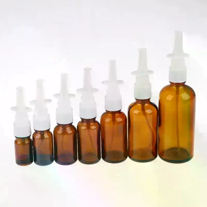 1Pcs Amber Glass Nasal Spray Bottles With UV Light Protection And Nozzles For Storing Saline Medications Essential Oils