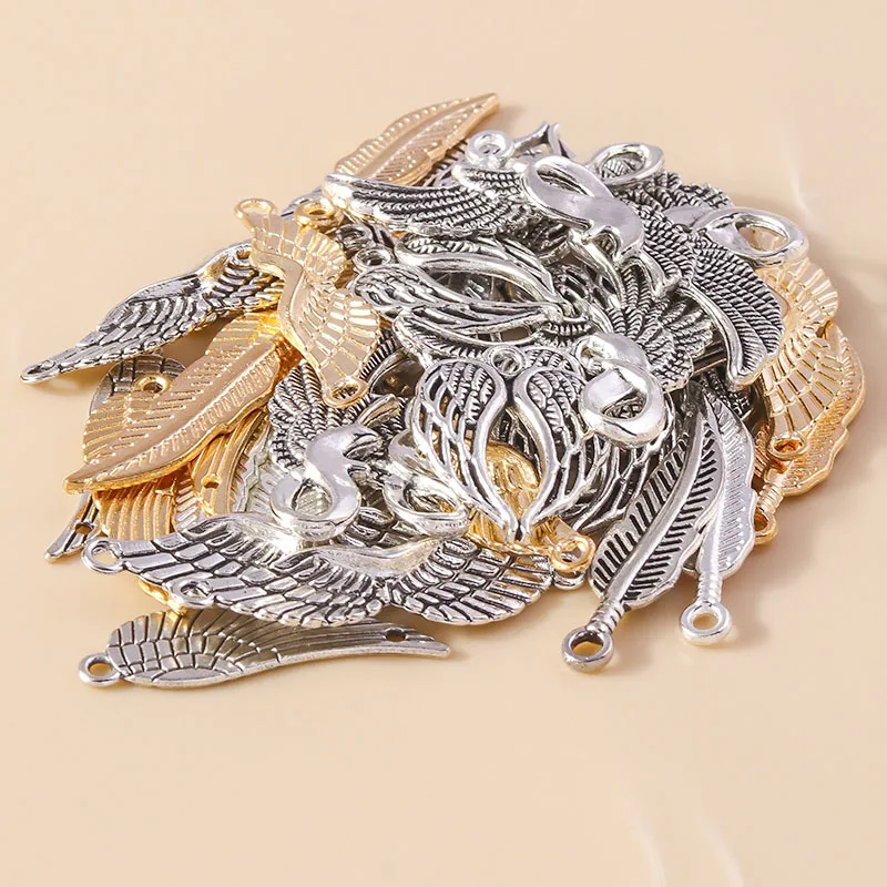 Leslie Mixed 20 Stück Charms Legierung Metall Federflügel Anhänger für DIY handgefertigte Armbänder Halsketten Schmuckherstellung Zubehör – Detail 3